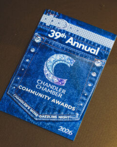 Denim and rhinestone event program for the 39th Annual Chandler Chamber Community Awards, Chandler's Most Dazzling Night 2026