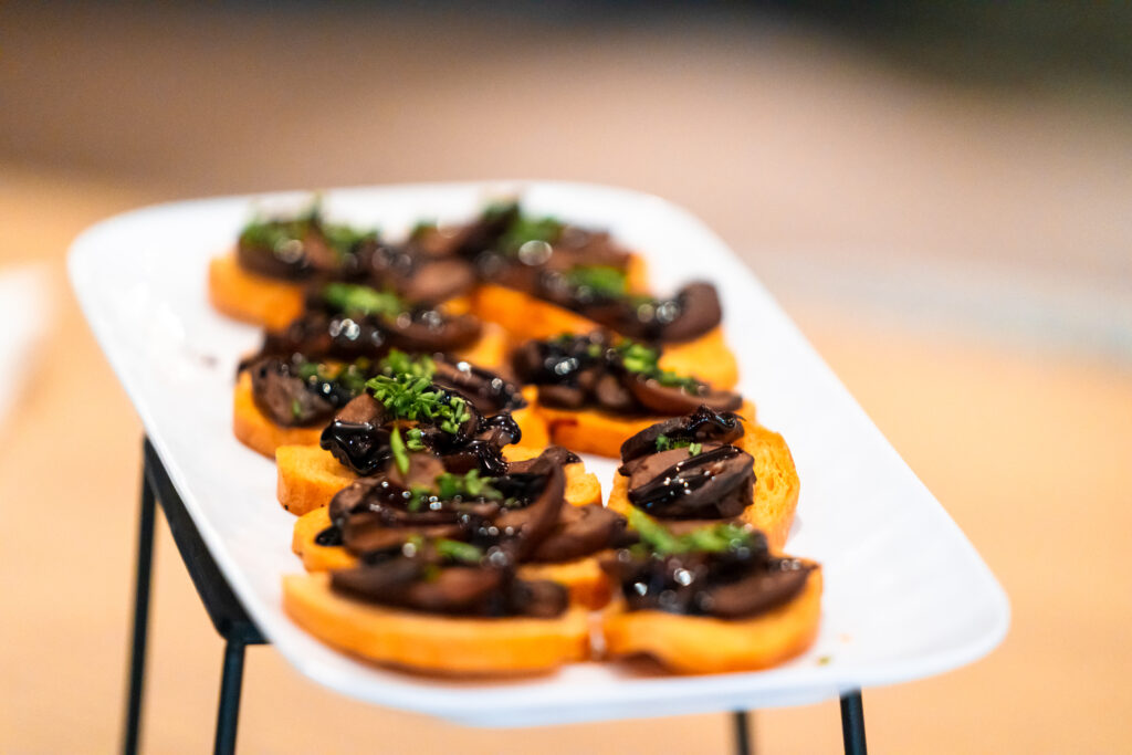 Plated platters on the dining room counter