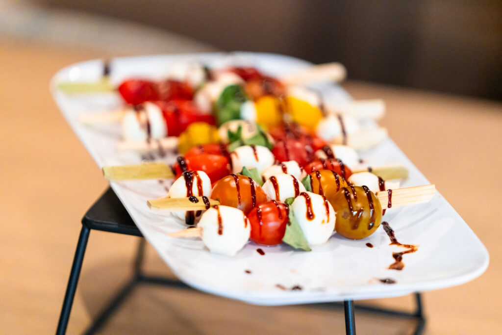 Caprese skewers passed appetizer at Hearsay