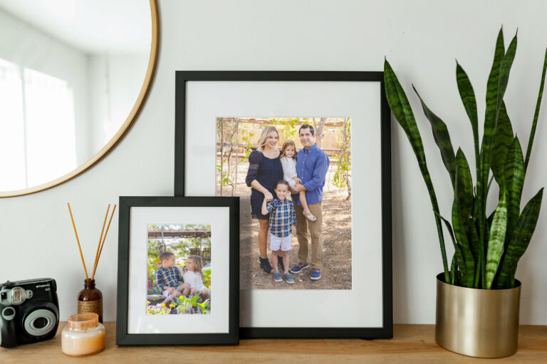 family photos in frames