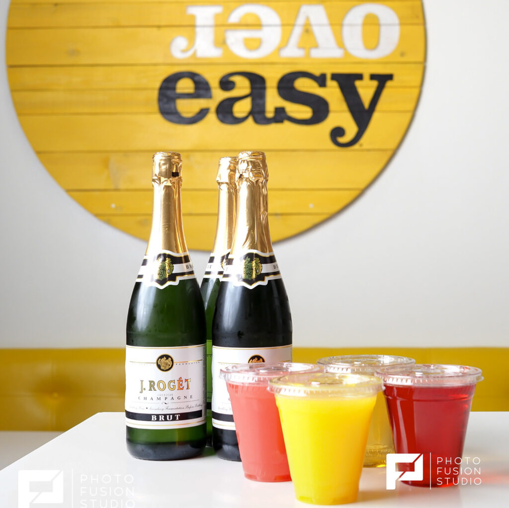 food restaurant photography over easy mimosas