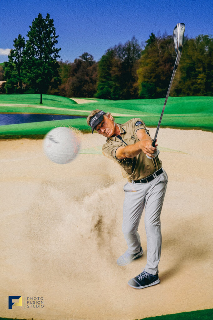 golfer in sand trap art by Everardo Keeme Photo Fusion Studio