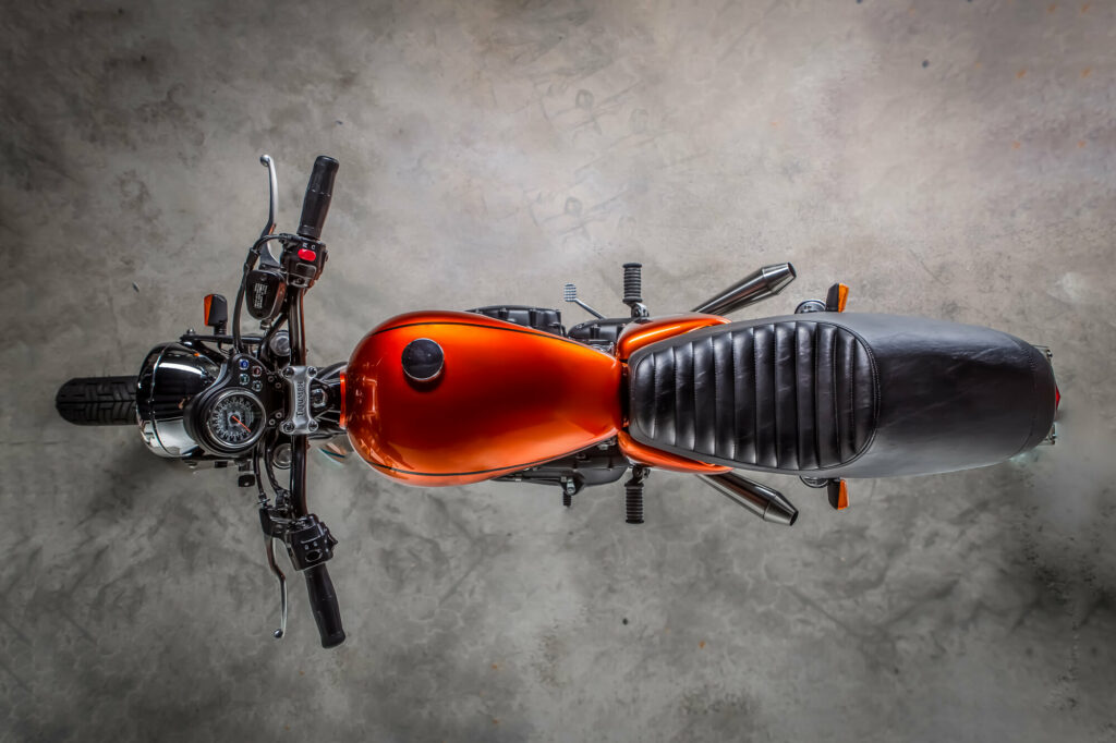 orange triumph bonneville motorcycle everardo keeme